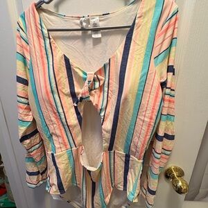 Celebrity Pink Multicolor Striped One Piece swim wear.